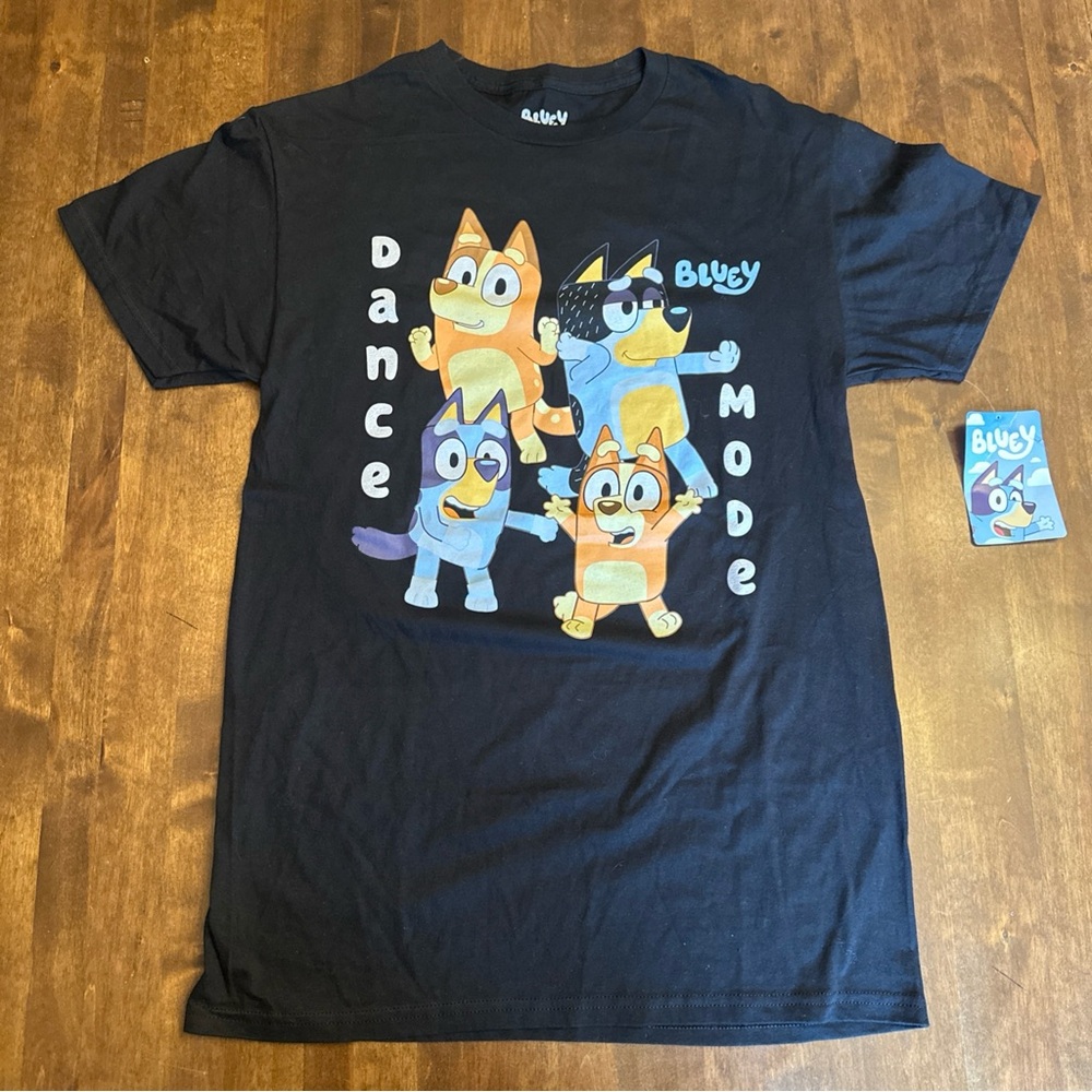Bluey Dance Mode T Shirt Size Medium Unisex Short‎ Sleeve Family Danicing Black